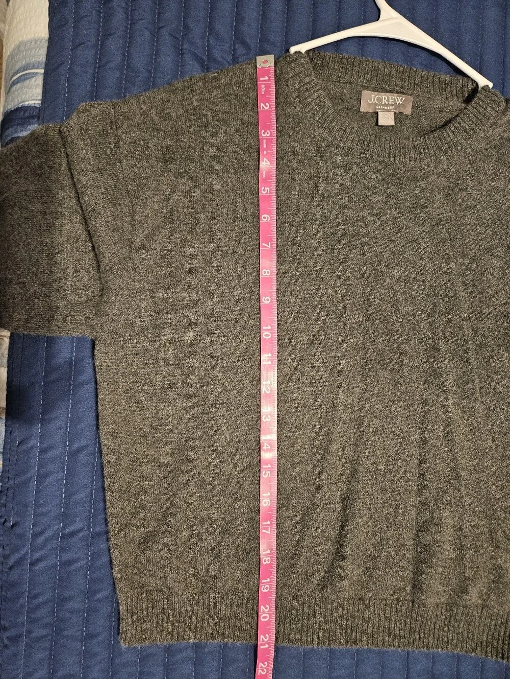J.Crew 100% Cashmere Crewneck Sweater Women's Medium Gray Long Sleeve Soft Knit